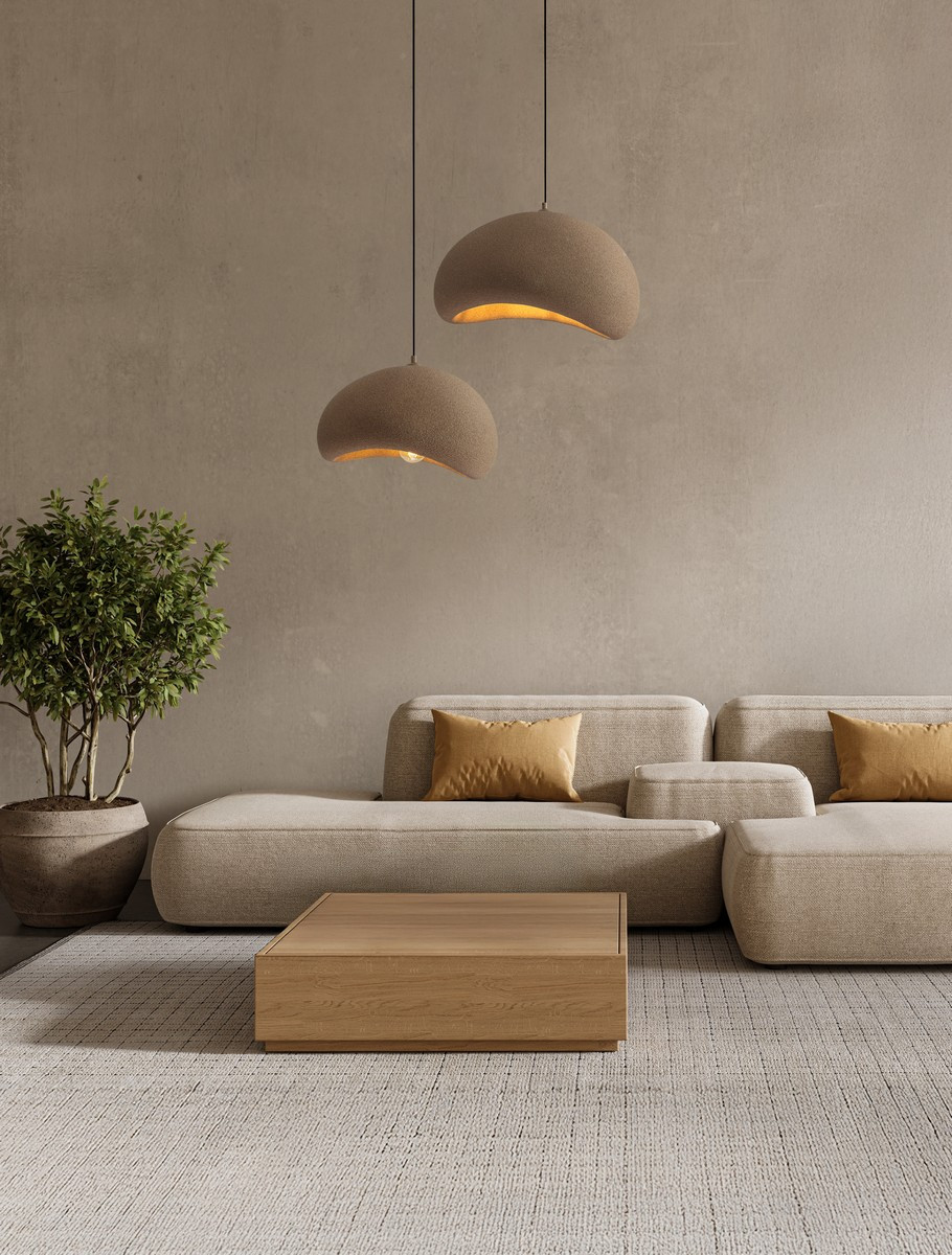 Lampa wiszaca wabi sabi brązowa